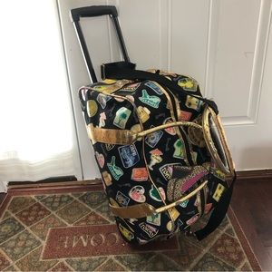 Vintage Betsey Johnson Betseyville Destinations Rolling Wheeled Weekender